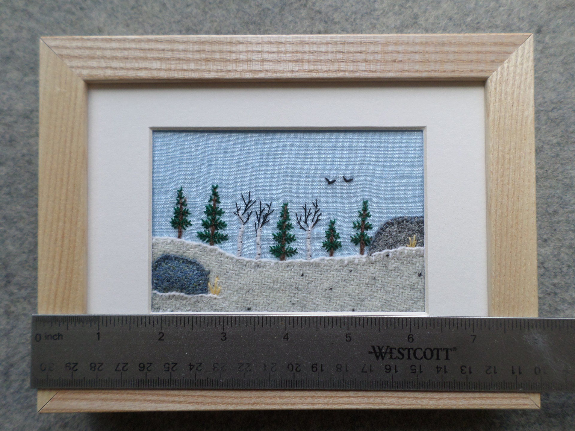 Downeast Winter 5" x 7" Landscape Hand Embroidered Crewel Wall Art