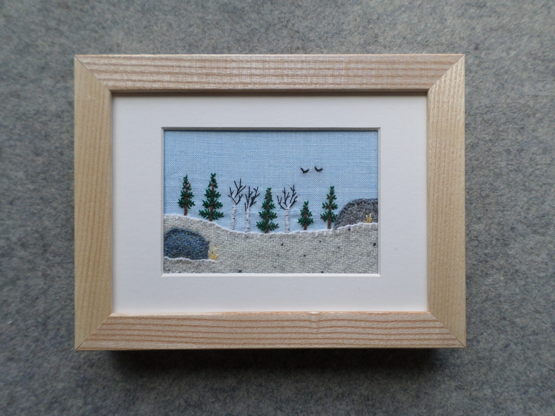Downeast Winter 5" x 7" Landscape Hand Embroidered Crewel Wall Art
