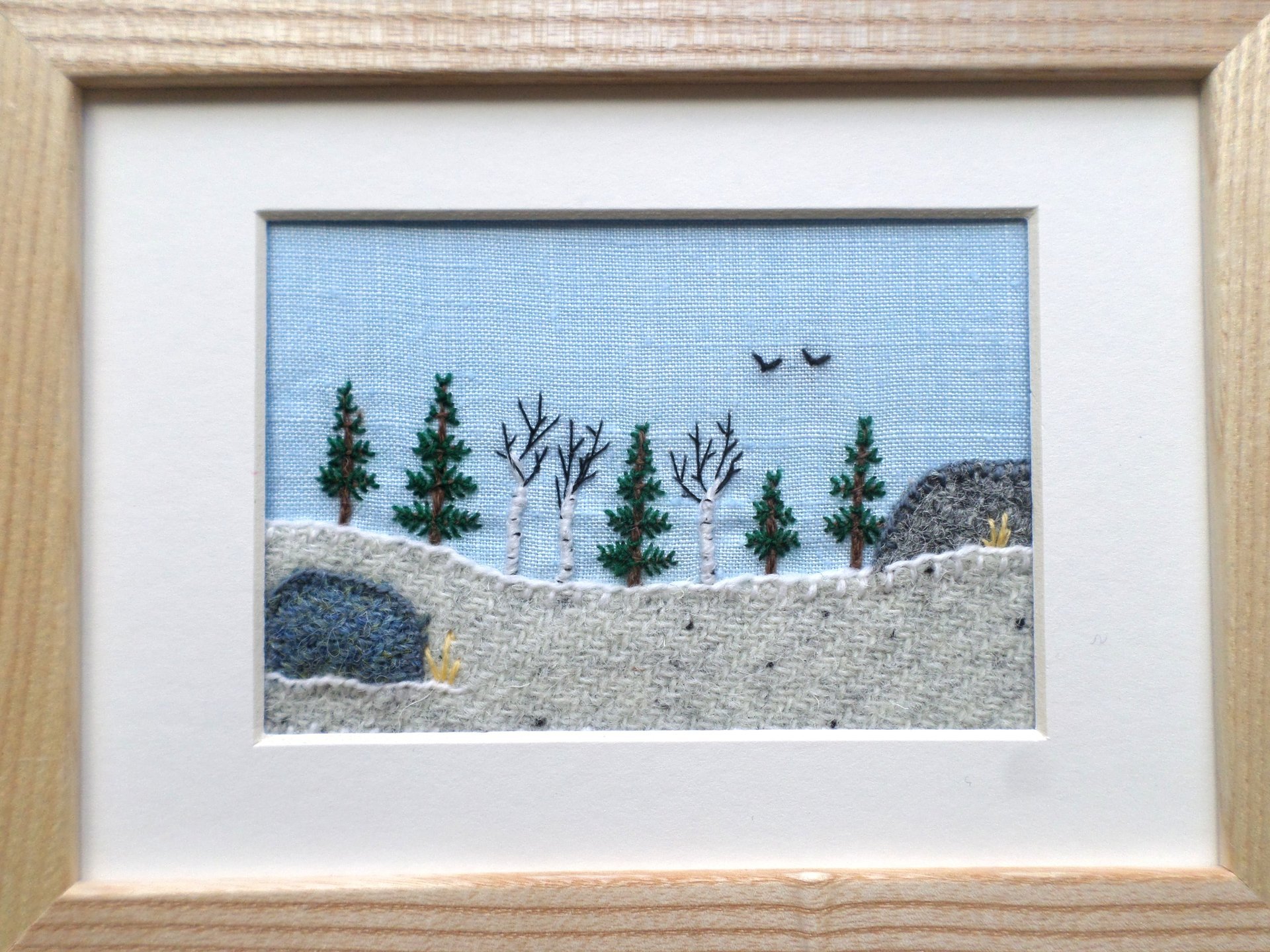 Downeast Winter 5" x 7" Landscape Hand Embroidered Crewel Wall Art