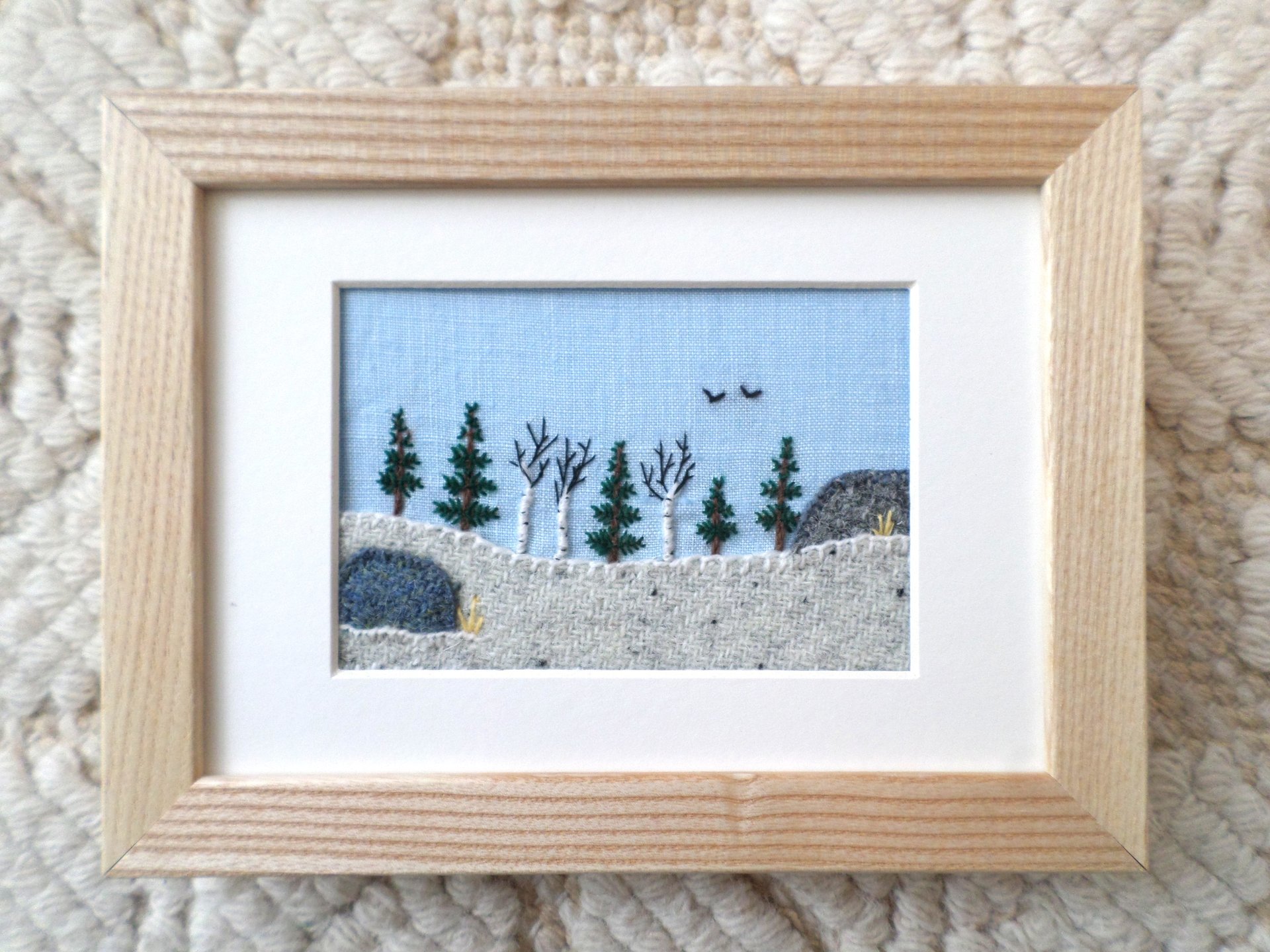 Downeast Winter 5" x 7" Landscape Hand Embroidered Crewel Wall Art