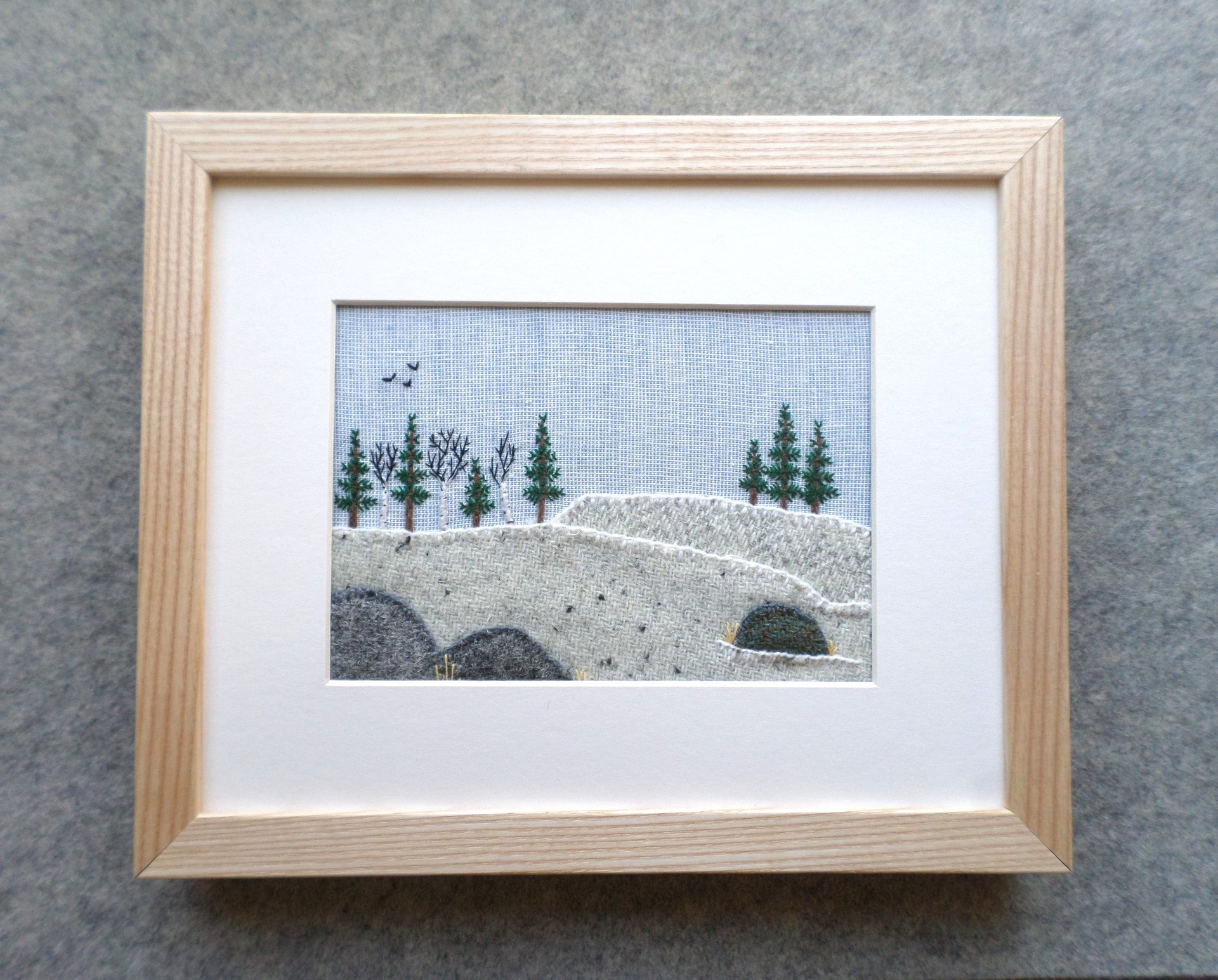 Downeast Winter Landscape 8" x 10" Hand Embroidered Crewel Wall Art