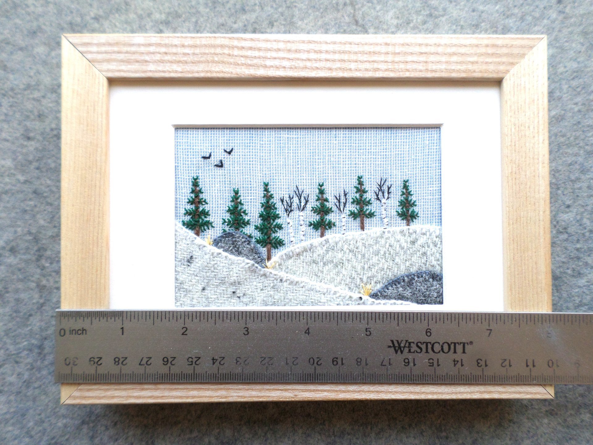 Downeast Winter 5" x 7" Landscape Hand Embroidered Crewel Wall Art
