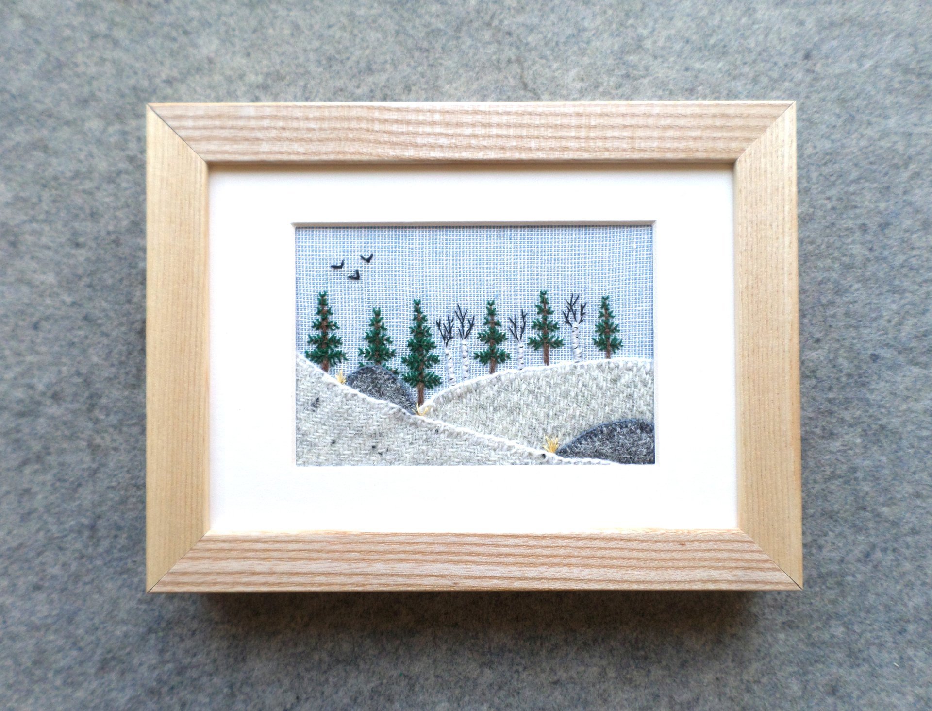 Downeast Winter 5" x 7" Landscape Hand Embroidered Crewel Wall Art