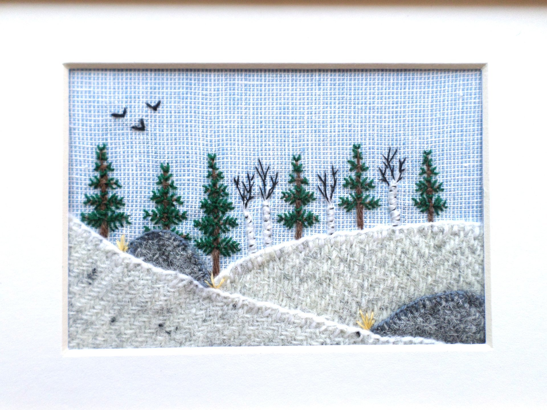 Downeast Winter 5" x 7" Landscape Hand Embroidered Crewel Wall Art