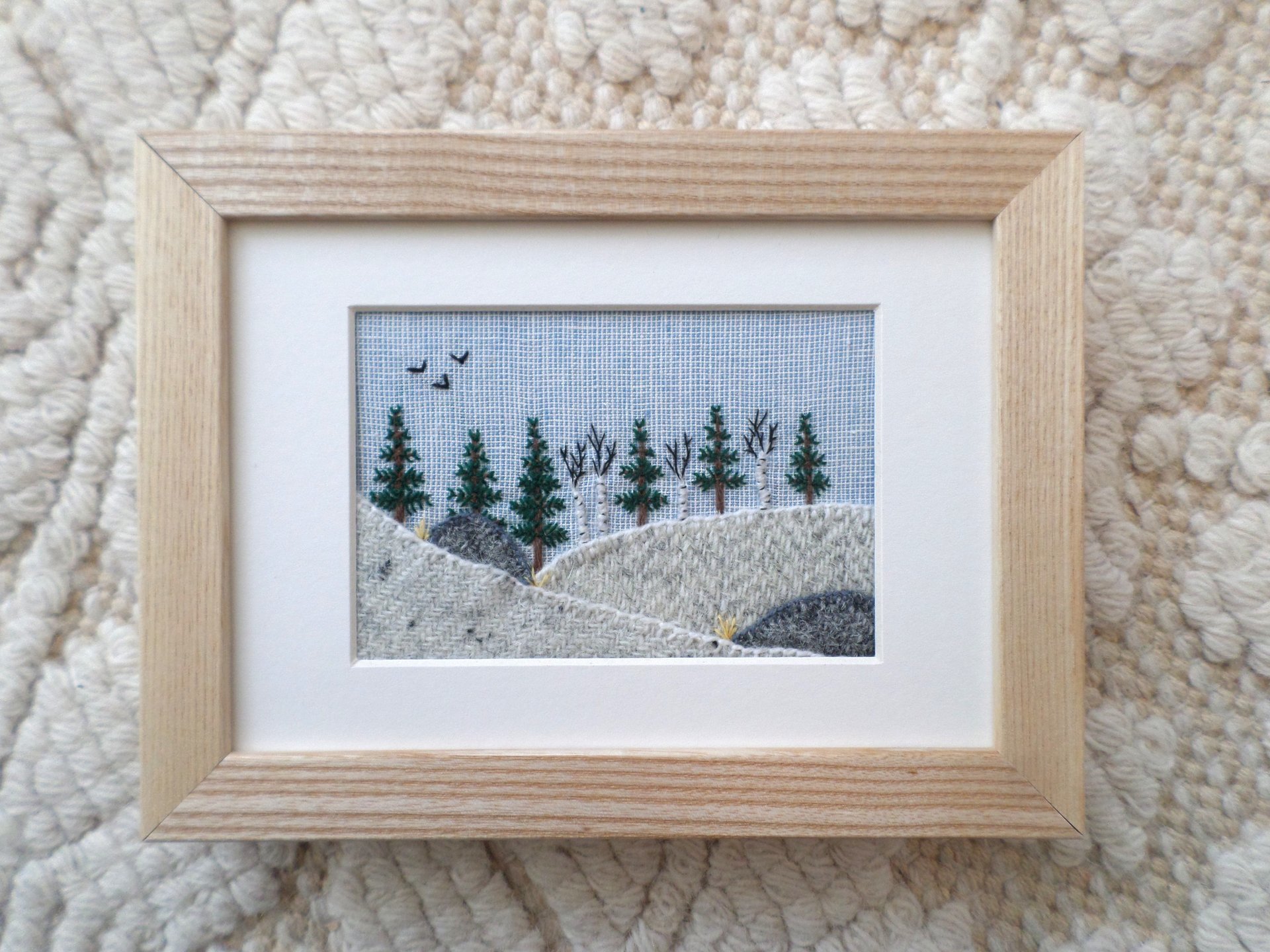 Downeast Winter 5" x 7" Landscape Hand Embroidered Crewel Wall Art