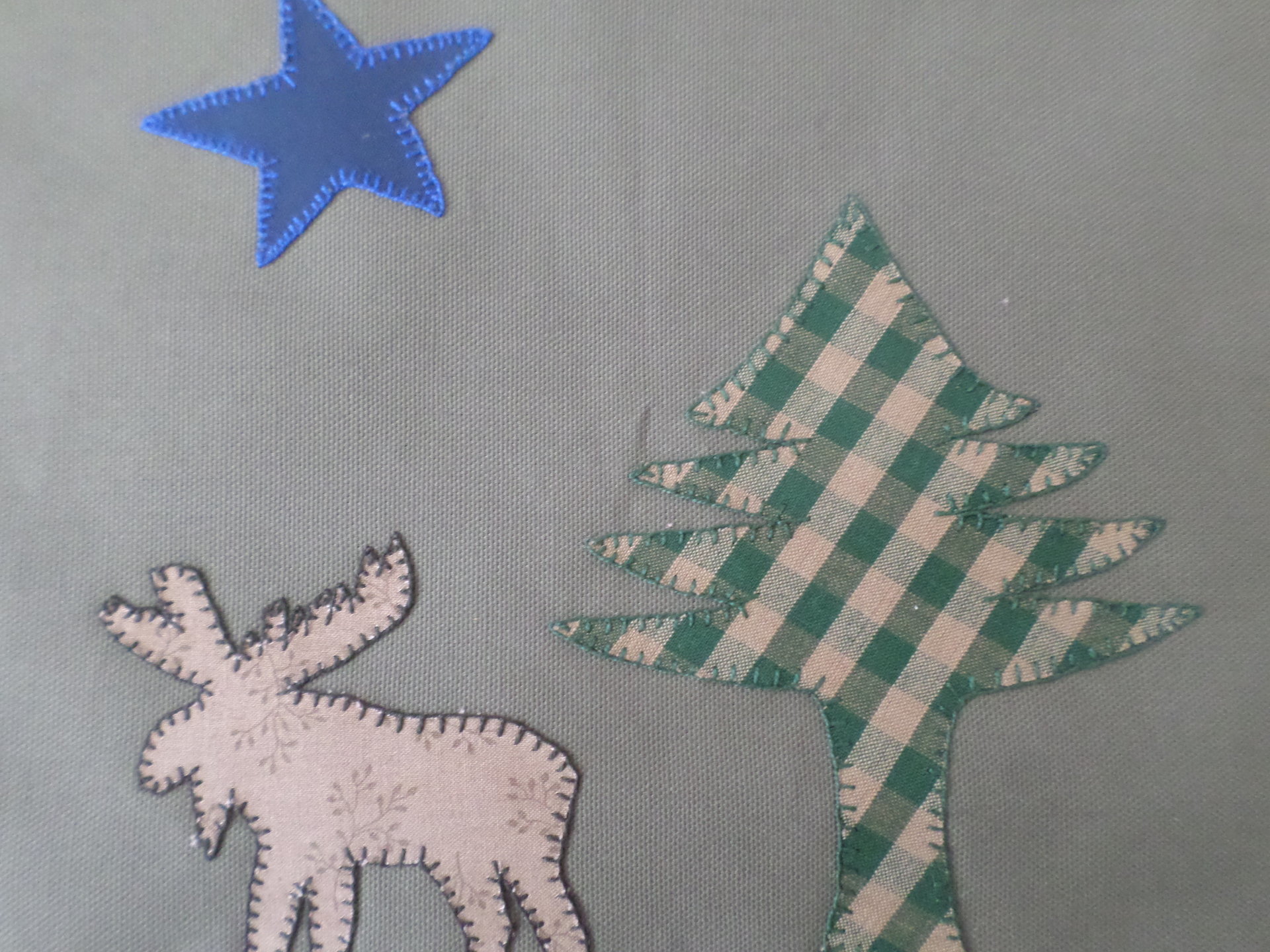 Maine Flag Moose Hand Embroidered Canvas Tote Bag - SMALL