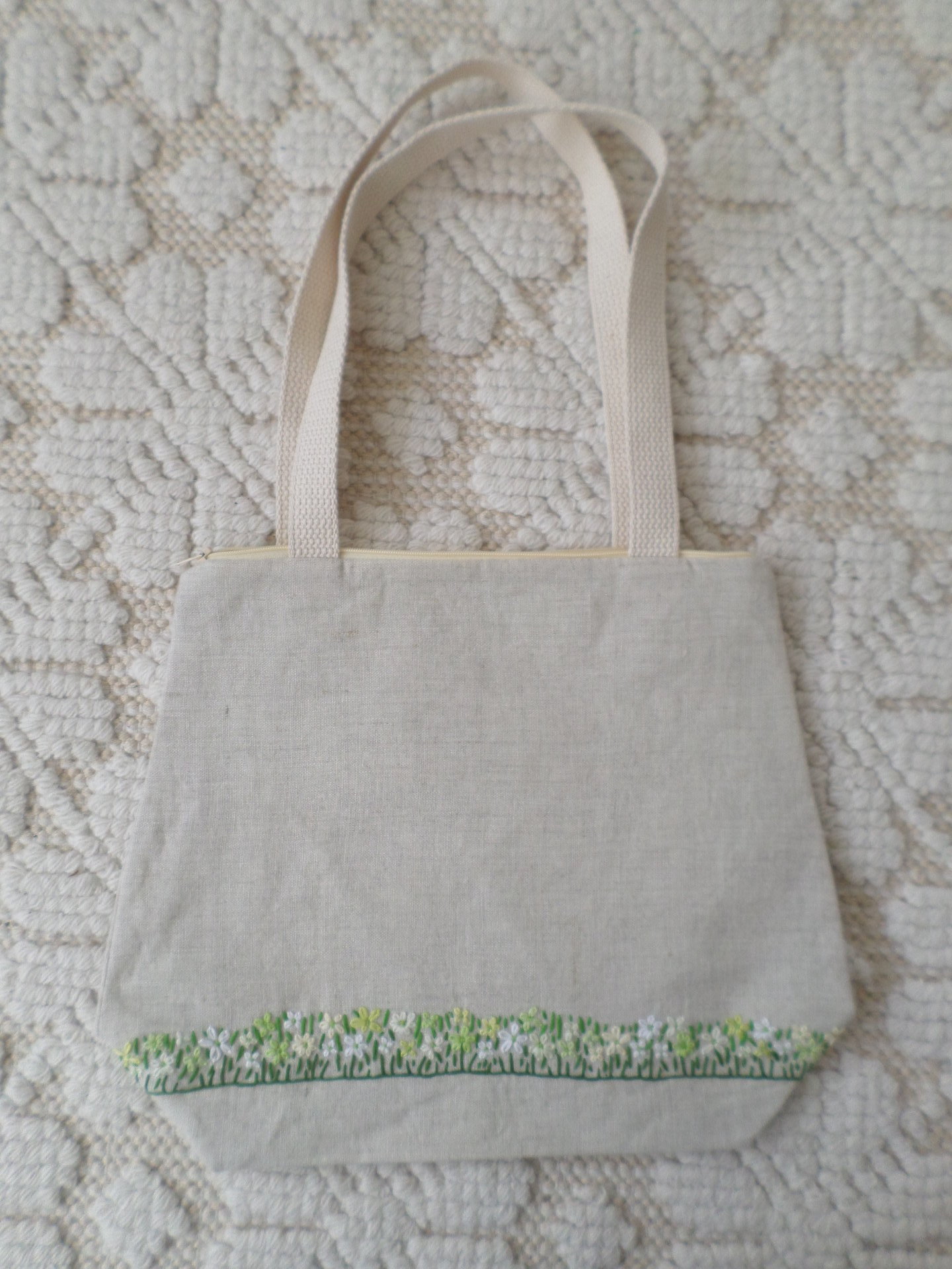 Wildflowers Hand Embroidered Linen Shoulder Tote Bag