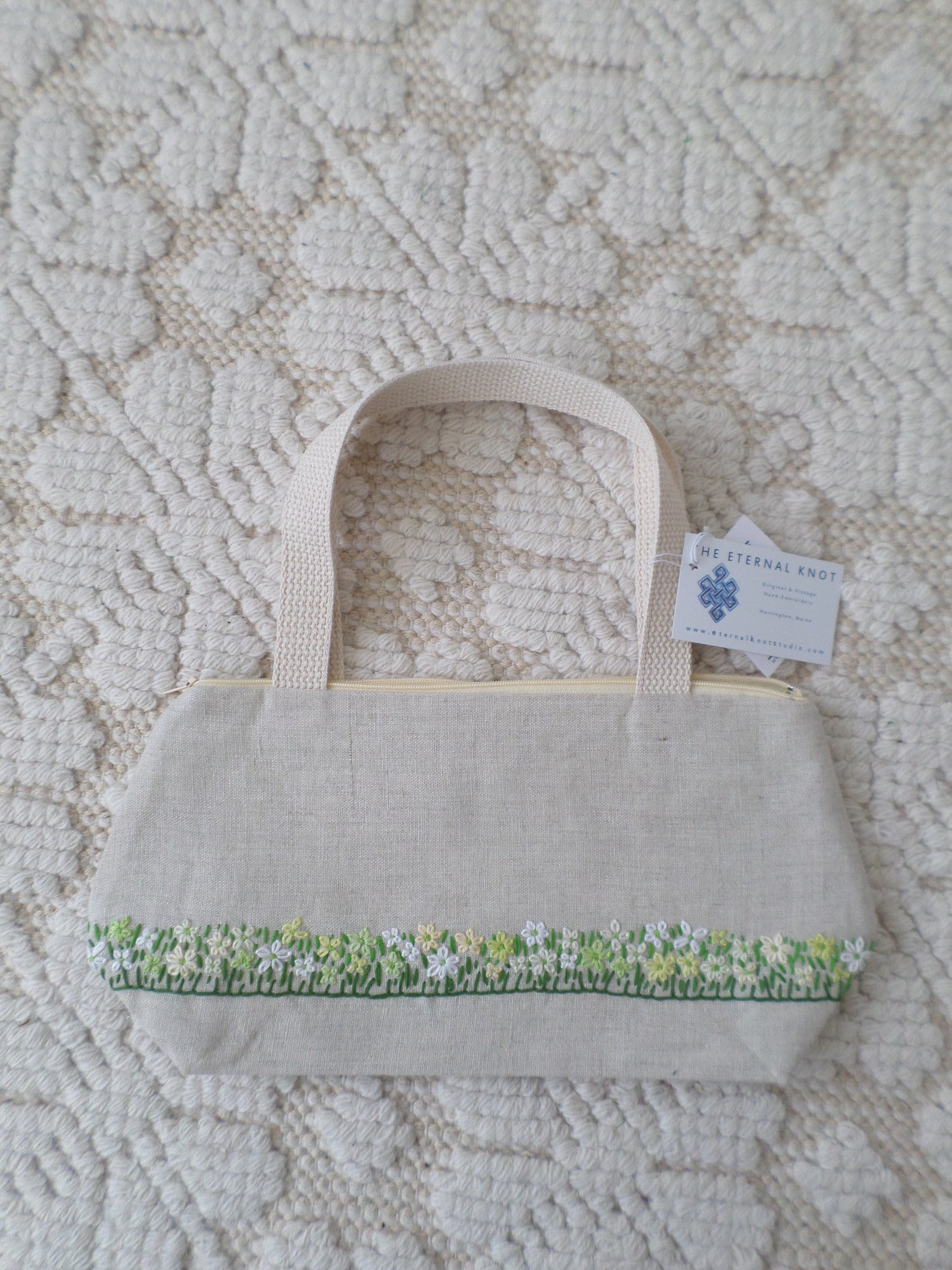 Wildflowers Hand Embroidered Linen Hand Bag
