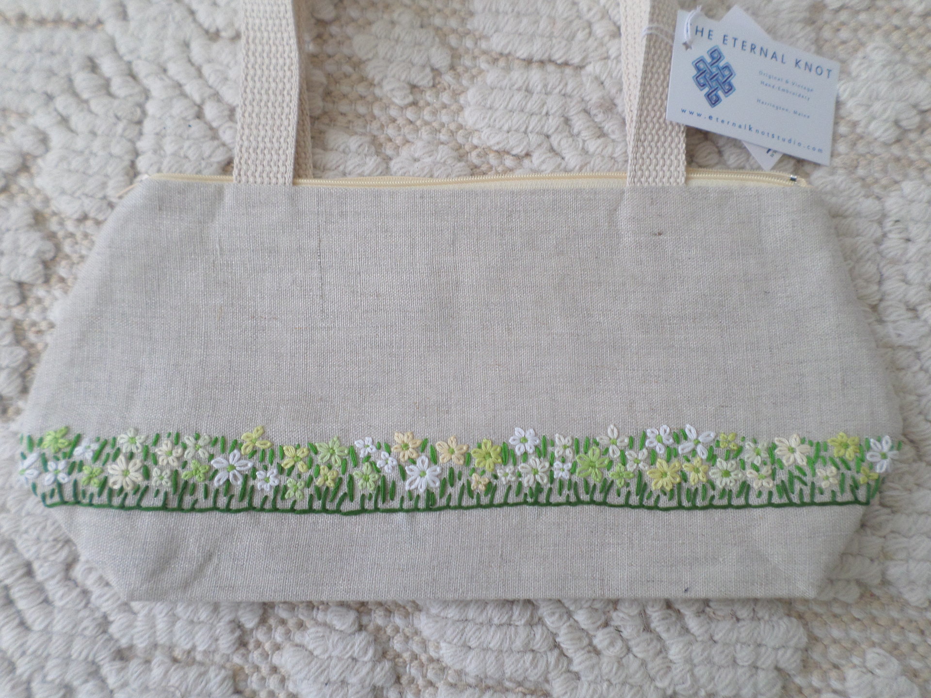 Wildflowers Hand Embroidered Linen Hand Bag