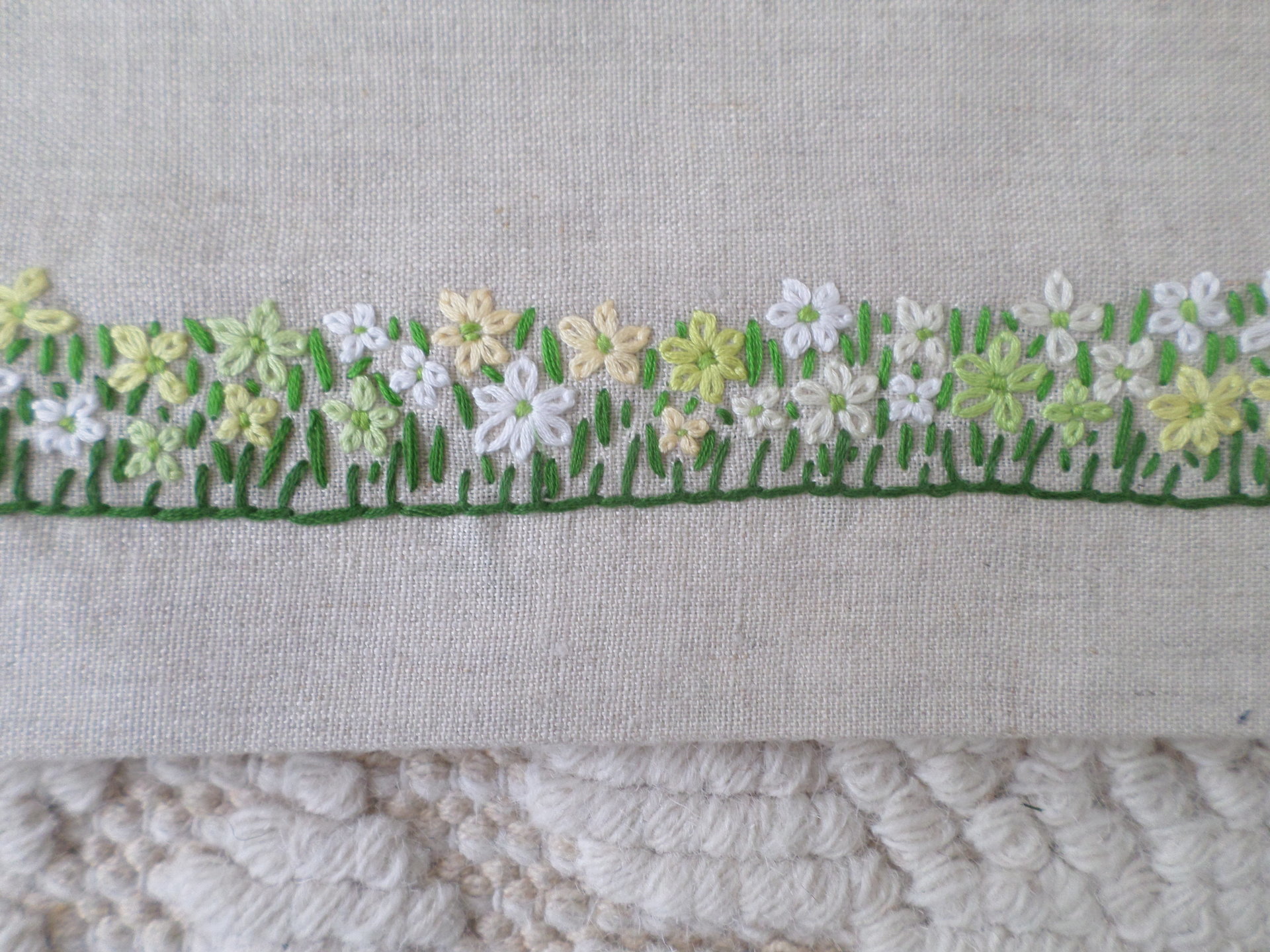 Wildflowers Hand Embroidered Linen Hand Bag