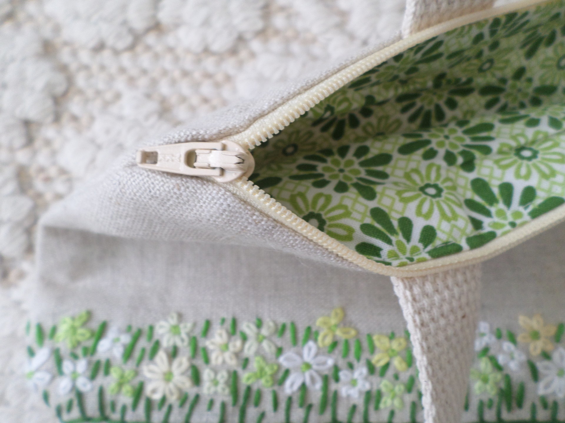 Wildflowers Hand Embroidered Linen Hand Bag