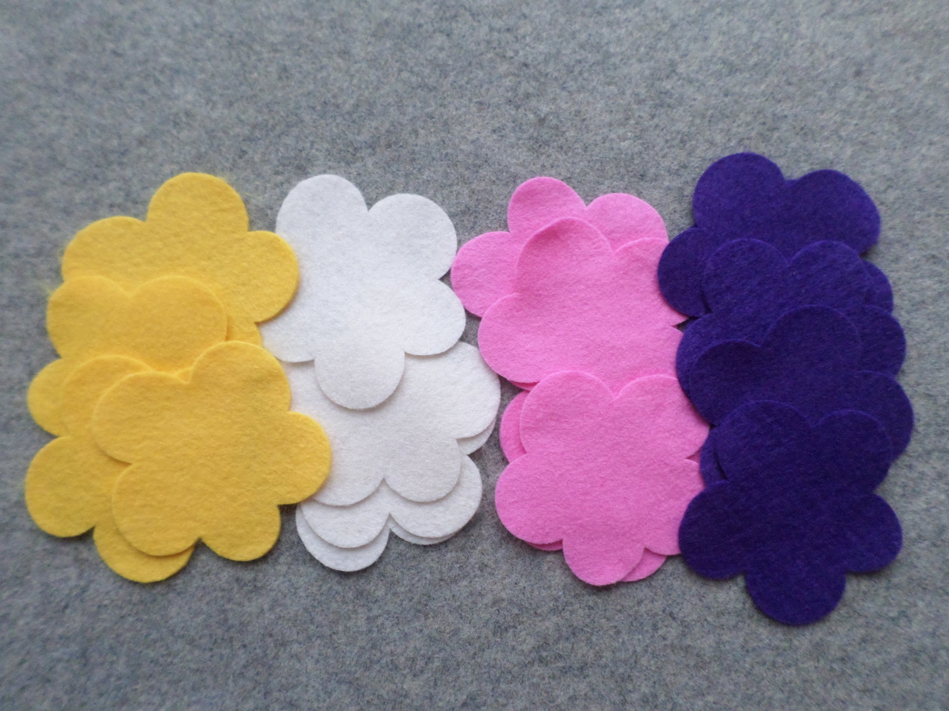 12 Cut Felt Shapes, 2.75" Flower Pieces