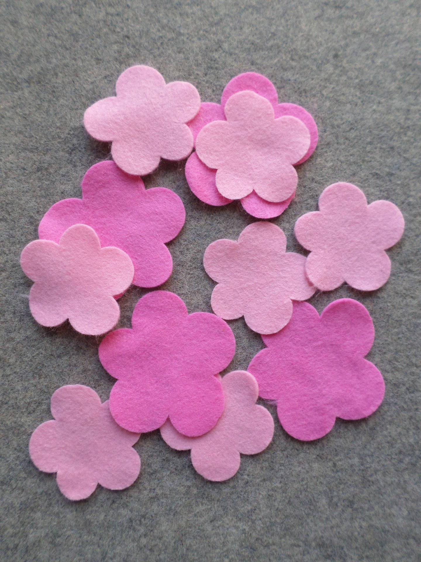 12 Cut Felt Shapes, 2.75" Flower Pieces