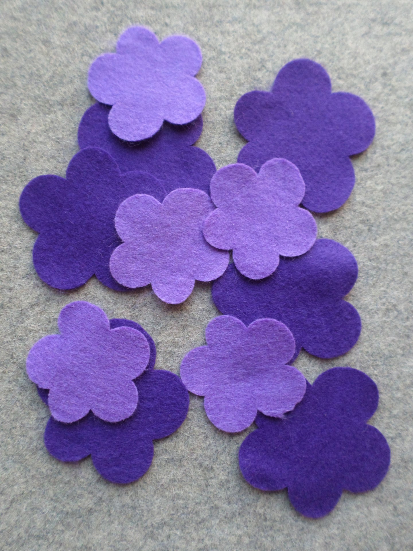 12 Cut Felt Shapes, 2.75" Flower Pieces