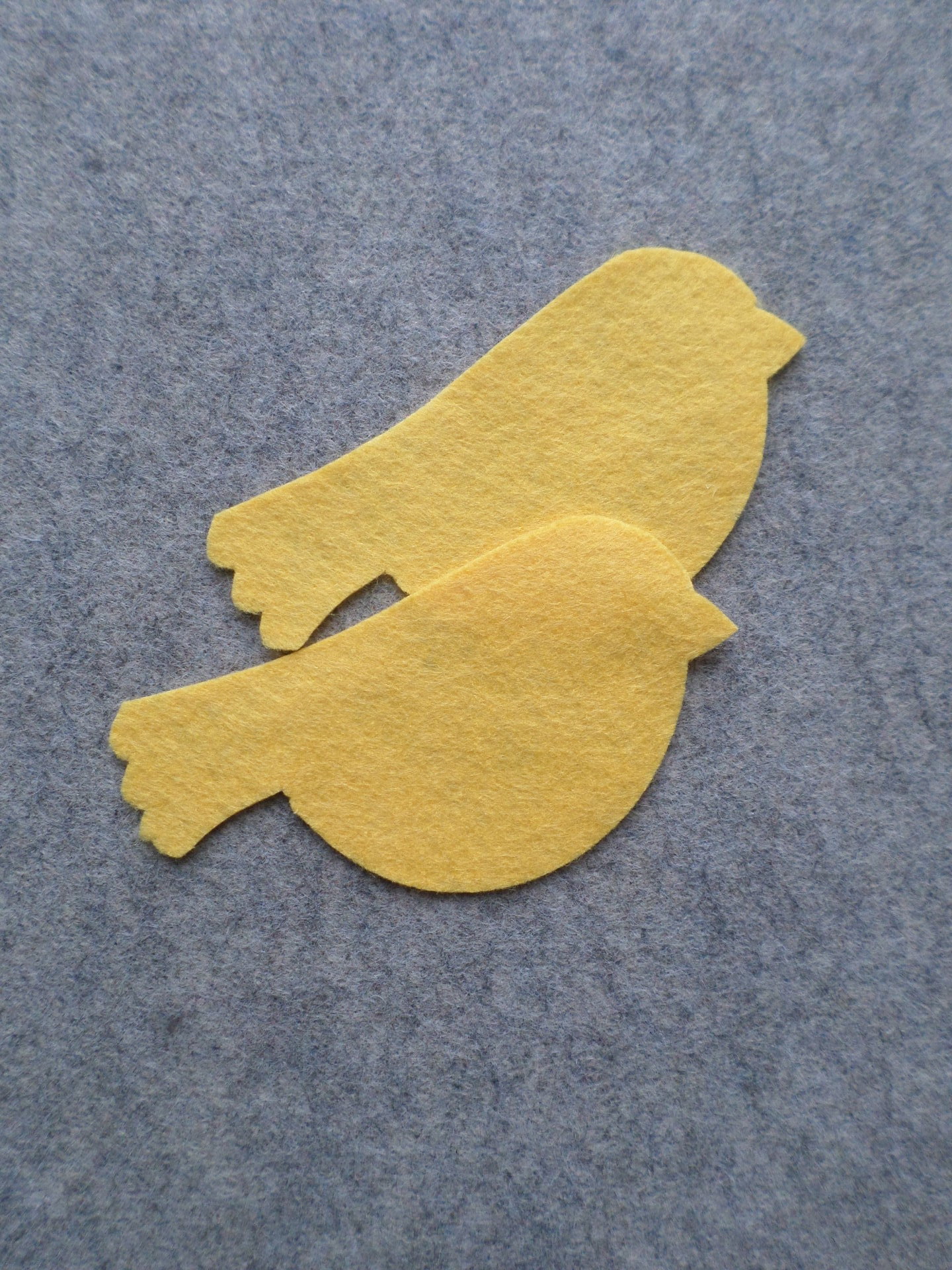 Cut Felt Bird Shapes, 12 Yellow Bird Pieces