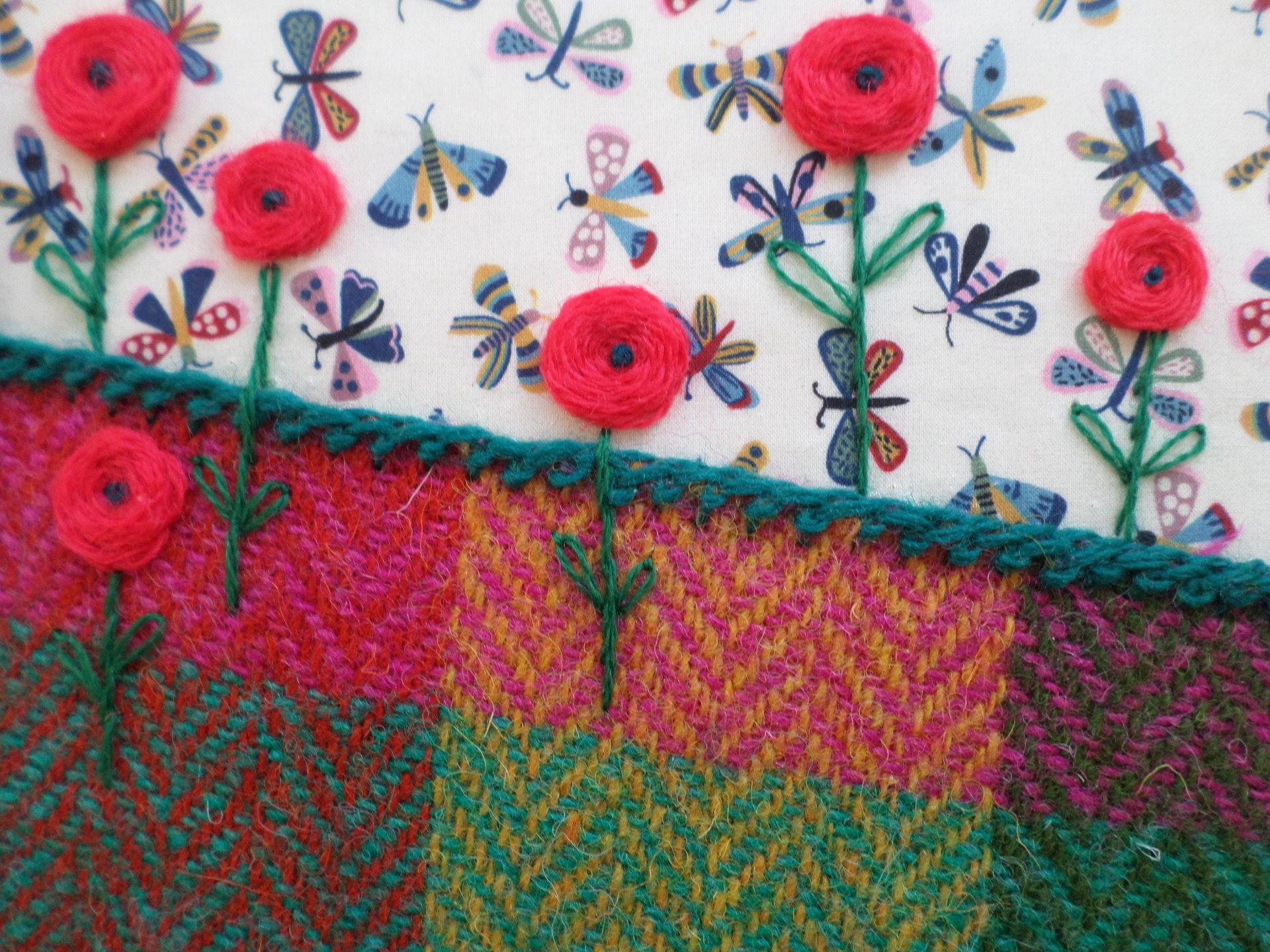 Summer Landscape 5" x 7" Hand-Embroidered Crewel Wall Art