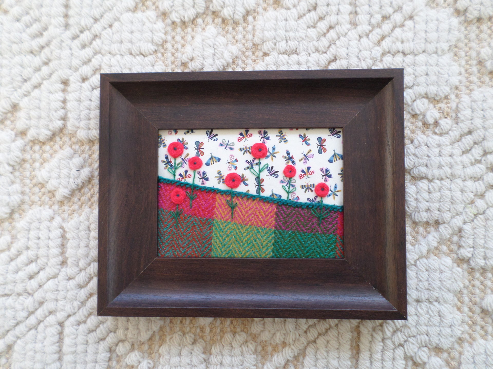 Summer Landscape 5" x 7" Hand-Embroidered Crewel Wall Art