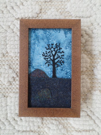 Downeast Night 5" x 8" Hand-Embroidered Crewel Wall Art