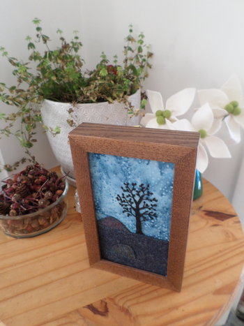 Downeast Night 5" x 8" Hand-Embroidered Crewel Wall Art