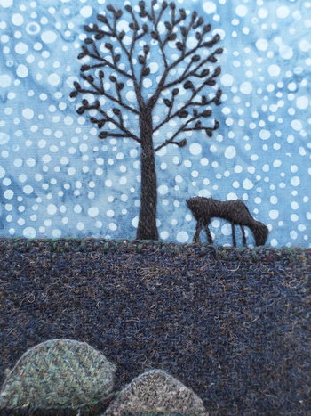 Downeast Night 6" x 8" Hand-Embroidered Crewel Wall Art