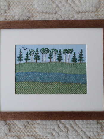 Downeast Summer Landscape 8 x 10 Hand Embroidered Crewel Wall Art