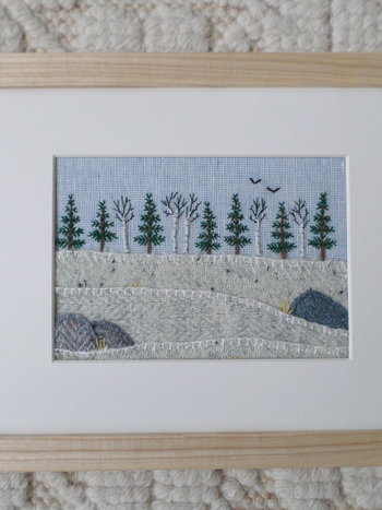 Downeast Winter Landscape 8 x 10 Hand Embroidered Crewel Wall Art