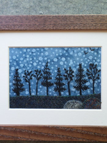 5" x 7" Downeast Night Hand-Embroidered Crewel Wall Art