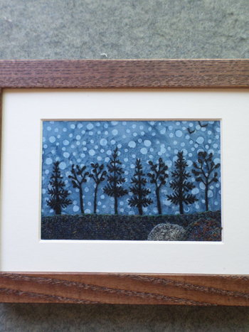 5" x 7" Downeast Night Hand-Embroidered Crewel Wall Art