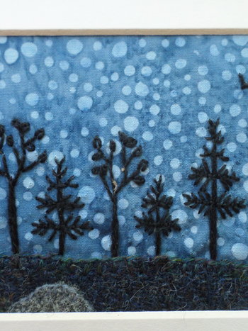 5" x 7" Downeast Night Hand-Embroidered Crewel Wall Art