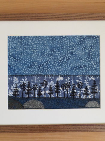 11" x 14" Downeast Night Hand-Embroidered Crewel Wall Art