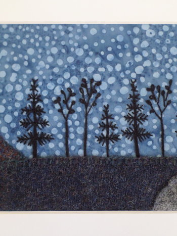 8" x 10" Downeast Night Hand-Embroidered Crewel Wall Art
