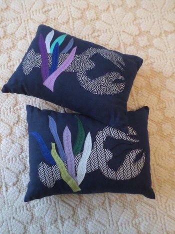 Blue Lobster Linen Throw Pillow