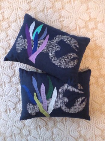 Blue Lobster Linen Throw Pillow