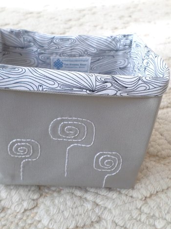 Hand Embroidered Canvas Fabric Basket