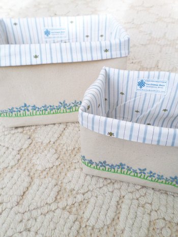 Daisies Hand Embroidered Canvas Fabric Basket