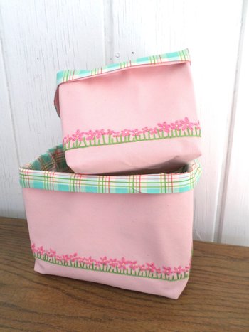 Daisies Hand Embroidered Canvas Fabric Basket