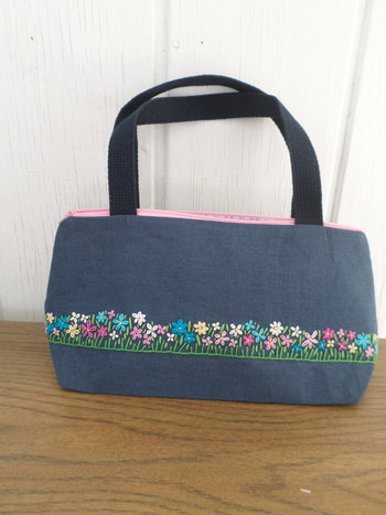 Wildflowers Hand Embroidered Linen Hand Bag
