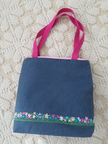 Wildflowers Hand Embroidered Linen Shoulder Tote Bag