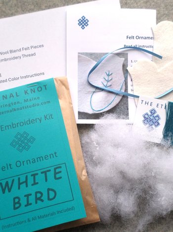 White Dove Felt Holiday Ornament DIY Kit 