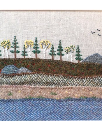 11" x 14" Downeast Autumn Hand-Embroidered Crewel Wall Art