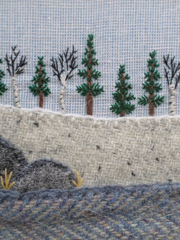 Downeast Winter Landscape 8" x 10" Hand Embroidered Crewel Wall Art