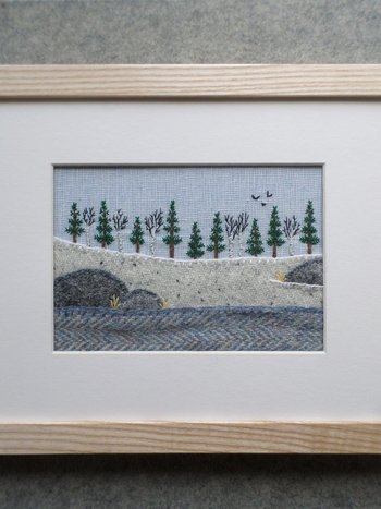 Downeast Winter Landscape 8" x 10" Hand Embroidered Crewel Wall Art