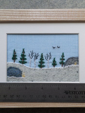 Downeast Winter 5" x 7" Landscape Hand Embroidered Crewel Wall Art