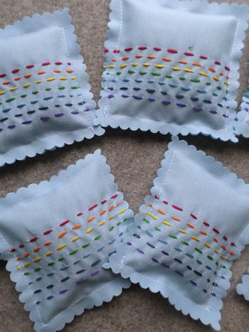Lavender Sachet Hand Embroidered Rainbow Sachets