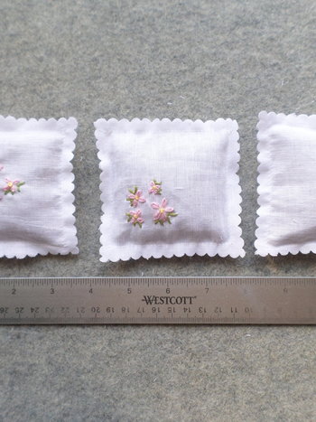 Lavender Sachet Hand Embroidered with Pink Flowers