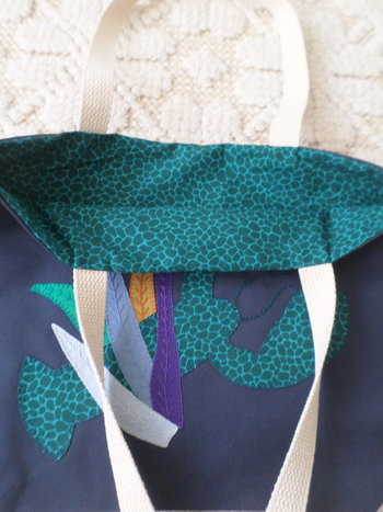 Maine Lobster & Seaweed Hand Embroidered Canvas Tote Bag - SMALL