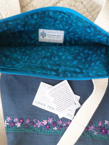 Wildflowers Hand Embroidered Linen Shoulder Tote Bag