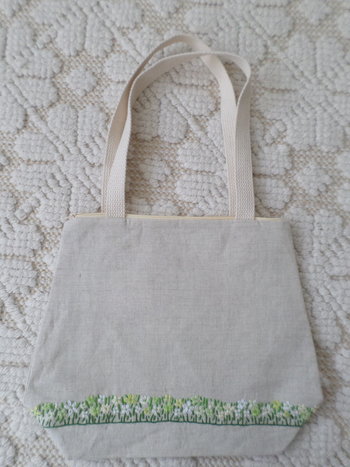 Wildflowers Hand Embroidered Linen Shoulder Tote Bag