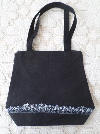 Wildflowers Hand Embroidered Linen Shoulder Tote Bag