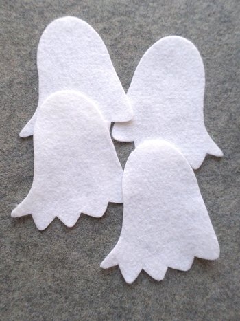 Cut Felt Shapes, 12 White Ghost Pieces